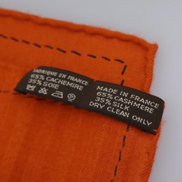 HERMES Carre 140 Scarf MONSIEUR&MADAM Cashmere Orange Red khaki Auth hk2105 - Picture 16 of 16